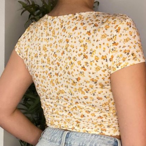 Pink & Yellow Floral Garage Crop Top Set - Picture 4 of 4